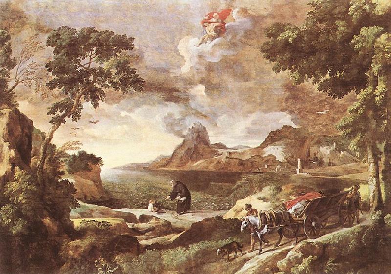 DUGHET, Gaspard Landscape with St Augustine and the Mystery dfg china oil painting image